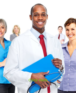 smiling doctor in a red tie