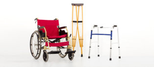 Wheelchair,crutches and Mobility aids. isolated on white background